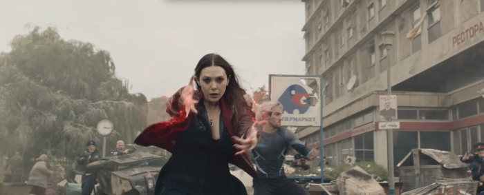 Avengers Age of Ultron Scarlet Witch and Quicksilver Use Their Powers