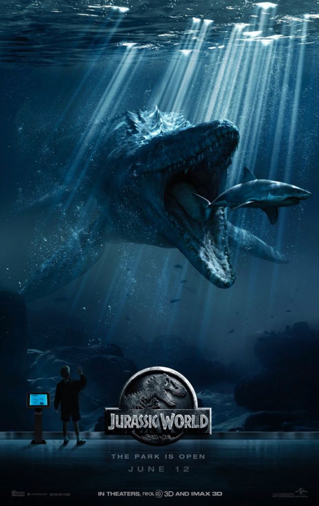 Jurassic World  Mosasaurus  Eats Shark Poster 2