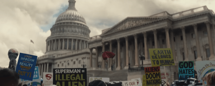 Batman v Superman Dawn of Justice Comic-Con Trailer Superman Protest