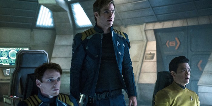 Star Trek Beyond Captain Kirk Chris Pine Sulu Jon Cho Chekov Anton Yelchin
